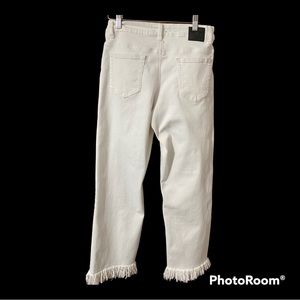 L&B Unexpected Edge Frayed Ankle Crop Boyfriend Jeans in White Size 8